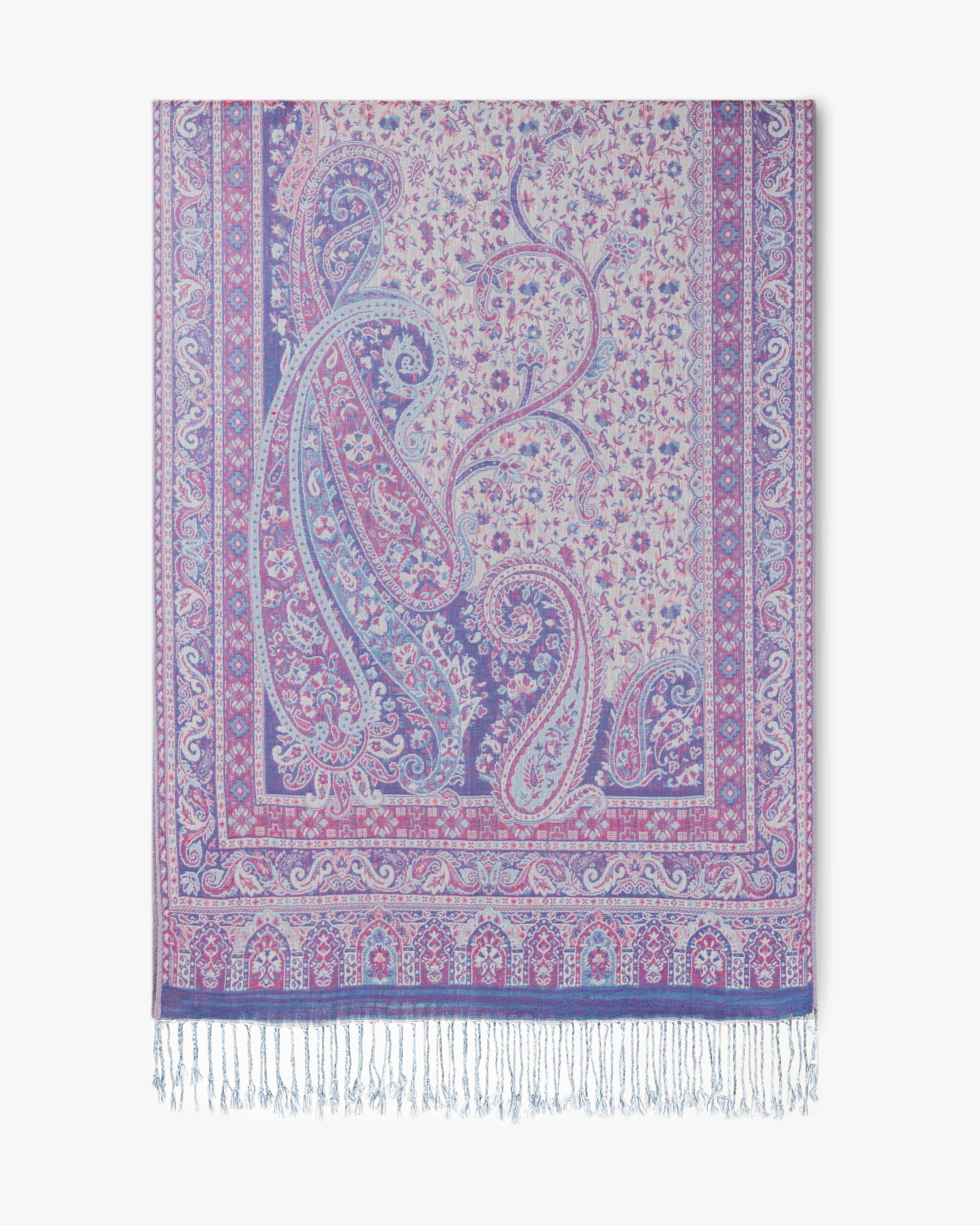 Original USA - Wholesale Scarf - Women's - Corner Paisley Solid Border Pashmina2
