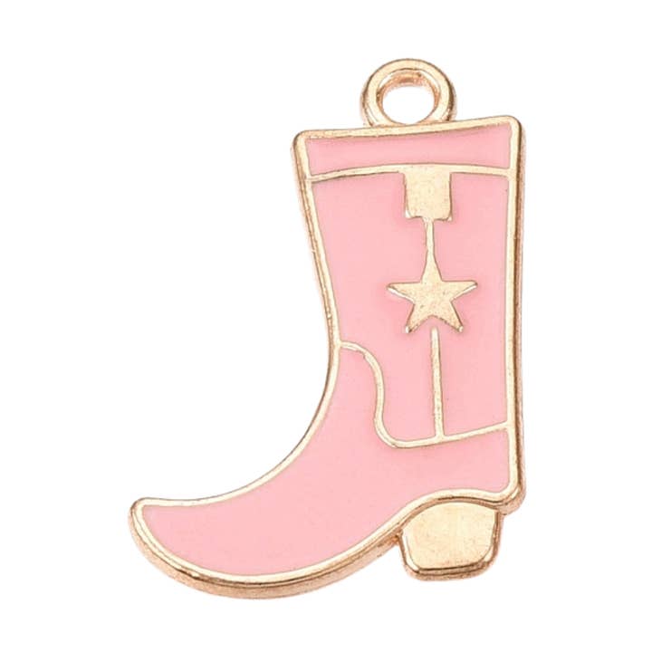 Gold Alloy Pink Cowboy Boot Charm for wholesale by Love, Paige Designs