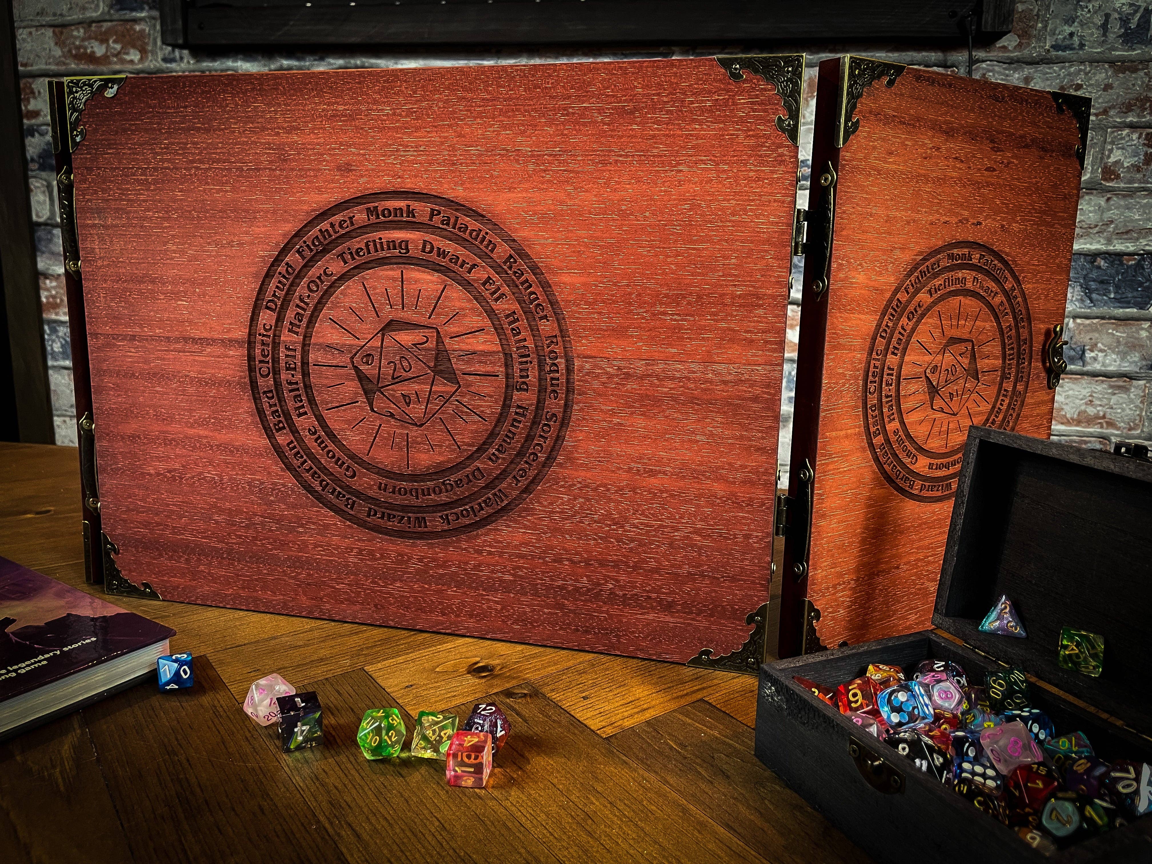 Fandomonium - Wholesale Board Game - Wooden Dungeon Master Screen - D20 Character Wheel Motif10