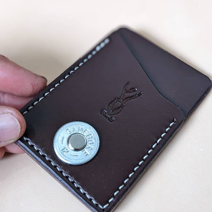 J Boult Designs - Wholesale Wallet - Men's - Upcycled Leather Card Wallet — Shotgun Cartridge, Handmade Country Gift