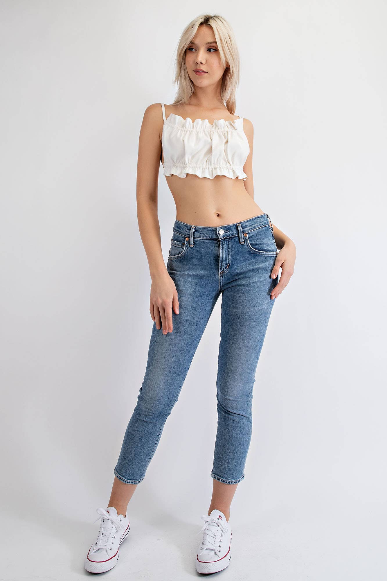 Edit by Nine - Wholesale Blouse - Women's - Mt1870 Ruched Apron Crop Top1