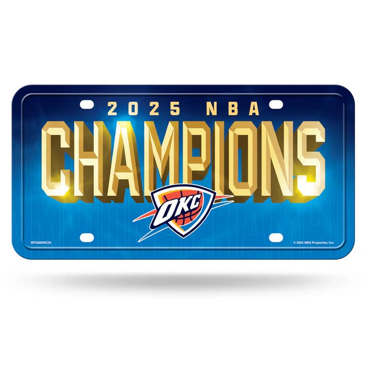 Oklahoma City Thunder 2025 Champions Metal Auto Tag for wholesale by Rico Industries