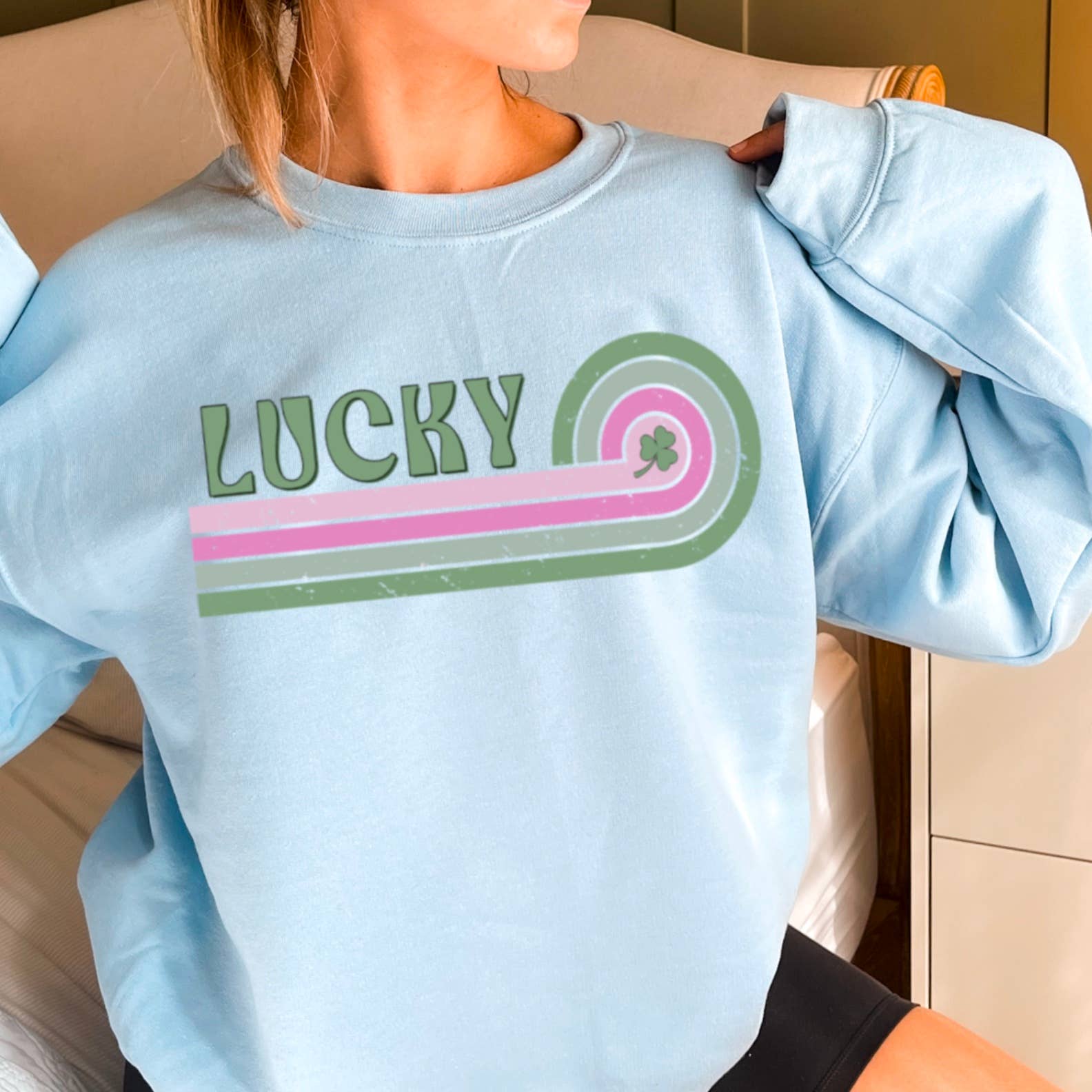 Shoppe SHC - Vente Sweat-shirt à imprimés – femme - Sweat-shirt ras du cou graphique chanceux de la Saint-Patrick10