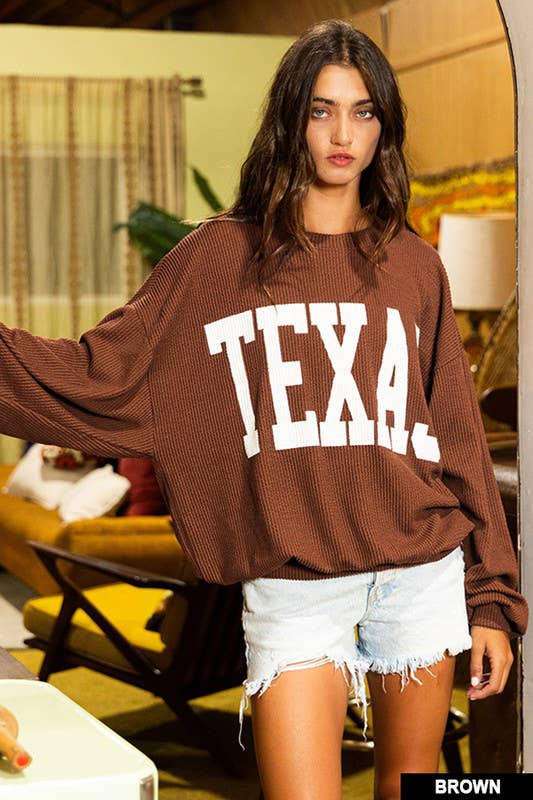 BUCKETLIST INC - Wholesale Graphic Sweatshirt - Women's - T1770 -'Texas' Comfy Graphic Sweatshirt, Gameday2