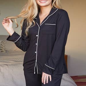 Laura Ashley Women 2PC Pajamas Set Top Pants Long Sleeve Floral Size XL  Gray NWT