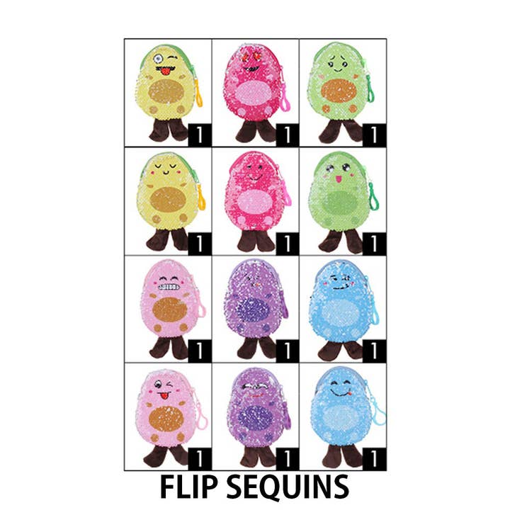 Sensibling Corp. - Wholesale Coin Purse - Kids - 12PCS - Sequin Avocado Mini Pouch / Coin Purse1
