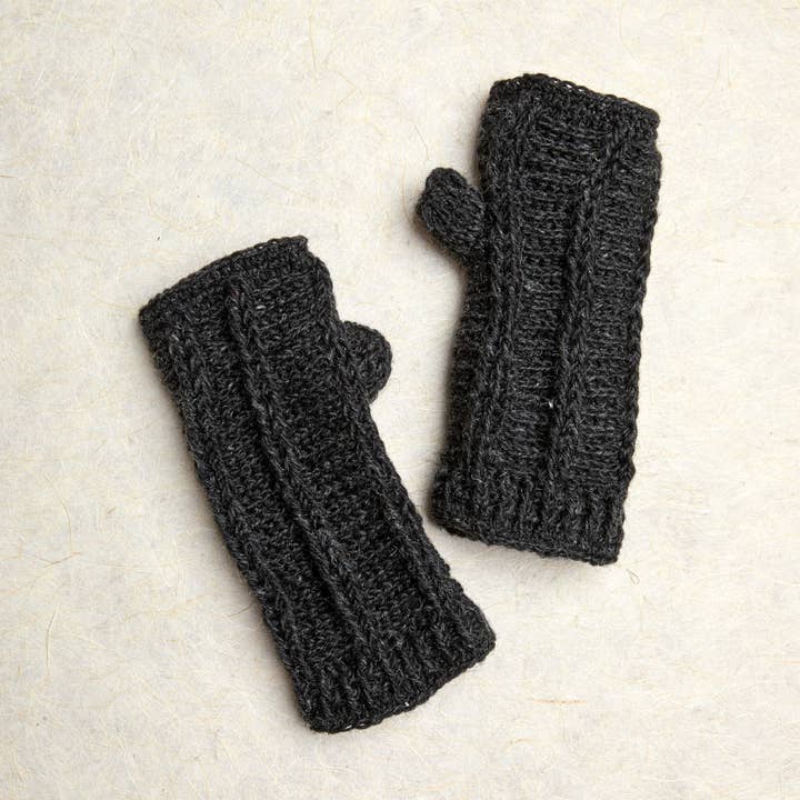 Brecken Charcoal Hand-Knit Handwarmers for wholesale by By Many Hands