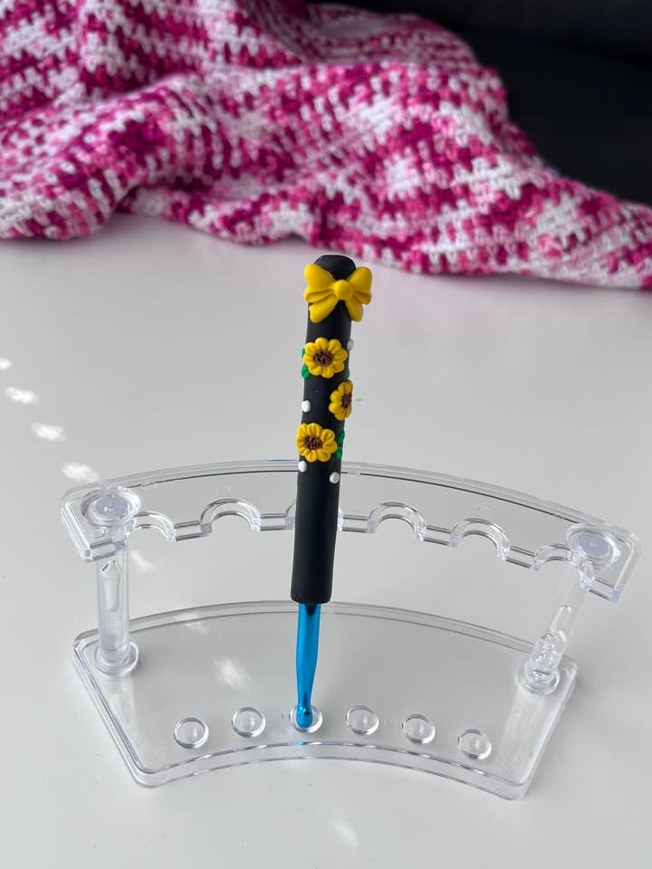 Crochet Hook Handmade Polymer Clay Crochet Hook – Sunflowers for wholesale by Soft Lavender