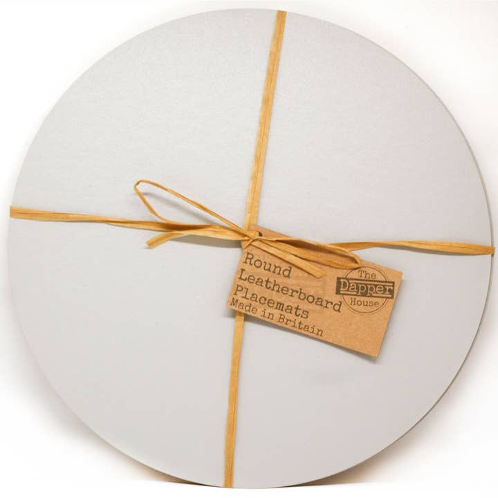 Set van 6 Elementry Grey Leatherboard ronde placemats 11 voor wholesale door The Dapper House