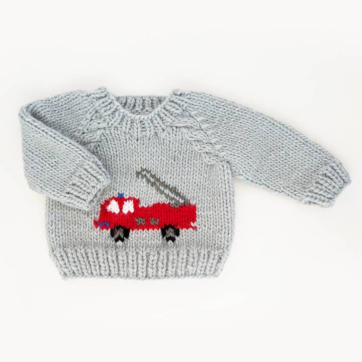 Fire Engine Crew Neck Sweater for Baby & Toddler for wholesale by Huggalugs