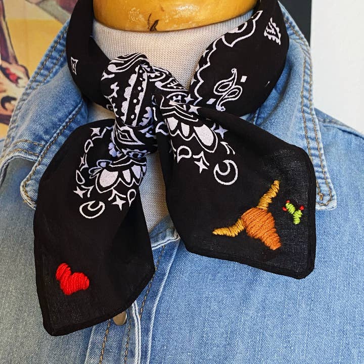 Pradera - Purveyors of the West - Wholesale Bandana - Women's - Embroidered Cattle Call Bandana