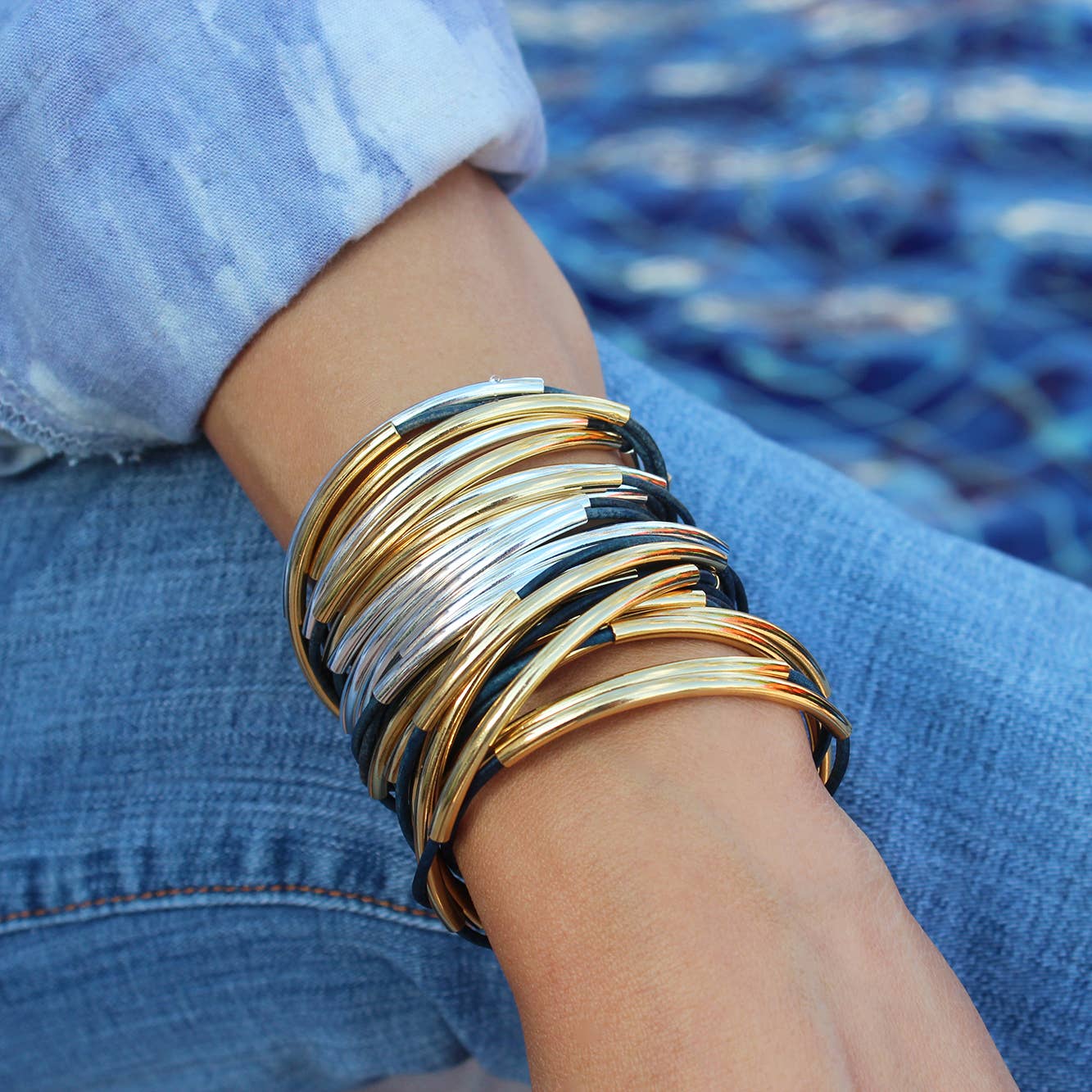 Lizzy James - Wholesale Beaded Bracelet - Lizzy Classic  Gold & Silver Bracelet  Metallic Bronze - S1