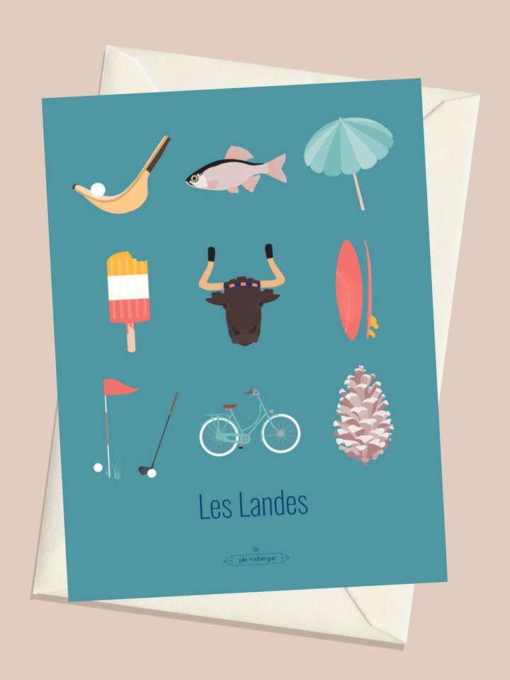 Cartolina LES LANDES, Le Iconiche per la vendita all'ingrosso da parte di Julie Roubergue