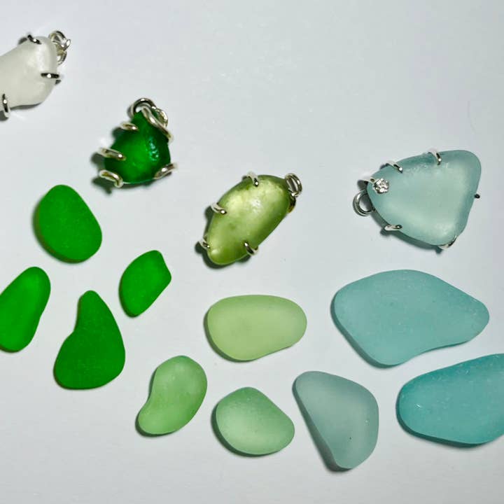 Seaglass Necklace Sterling silver for wholesale by Isla Oddball