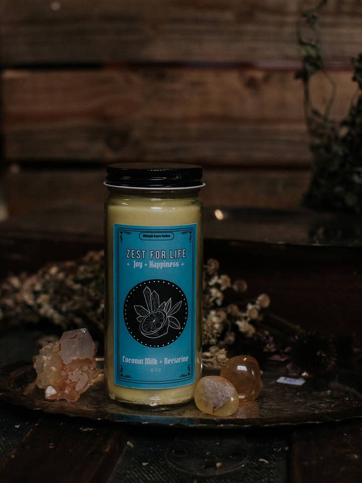 Vela de Manifestação Zest For Life | Leite de Coco & Nectarina por atacado de Midnight Raven Studios