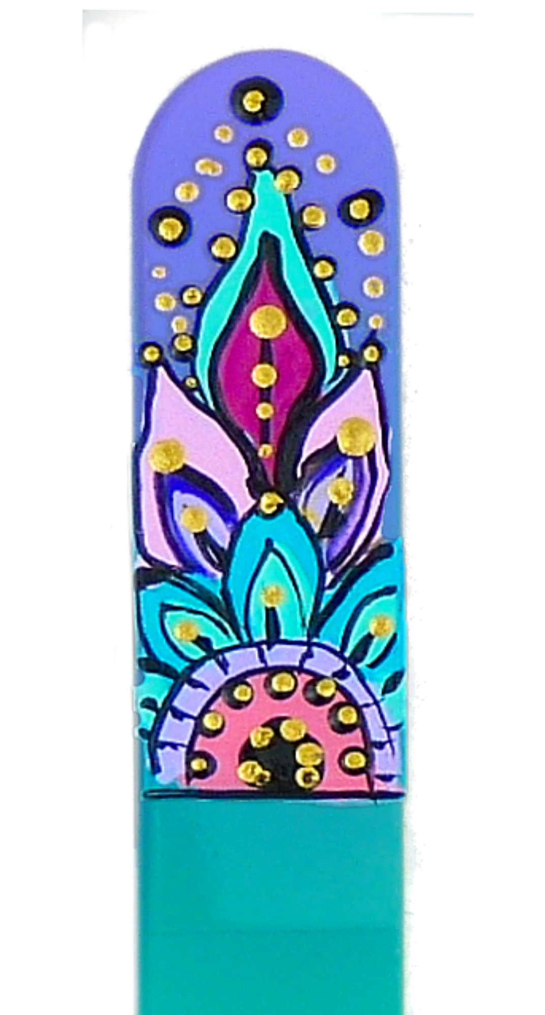 Classy Nail Files - Vendita all'ingrosso Lime per unghie - Lima per unghie in cristallo colorato dipinta a mano con fiore di guarigione Mandala0