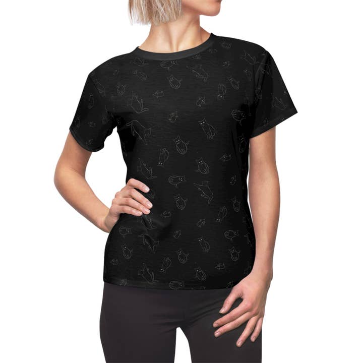 Black Cat Women's Cut & Sew Tee for wholesale by Los Angeles Mercantileâ„¢
