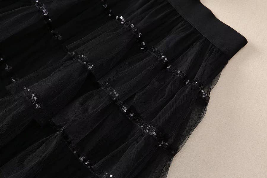 Farbe als Bilder SY314 Elegante Tweed-Jacke mit Maxi-Rock aus Netzstoff und Pailletten für den Großhandel auf Faire12