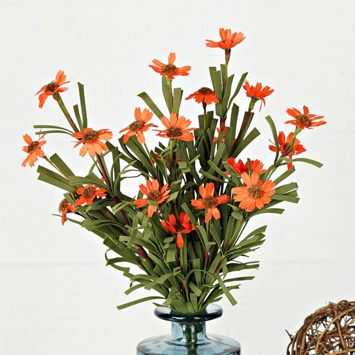 Holiday Depot Inc. - Wholesale Artificial Flowers - ISB61501-18in Mini Mountain Daisy Bush-ORANGE color2
