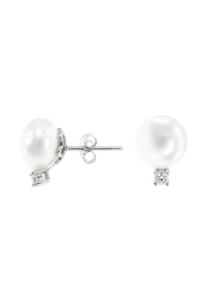 Pearl and CZ Stud Earrings for wholesale by CZ by Kenneth Jay Lane