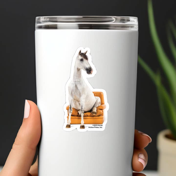 3" Tumbler Horse Sticker / Horse Seated Chair / WATERPROOF
for wholesale by Horse Hollow Press