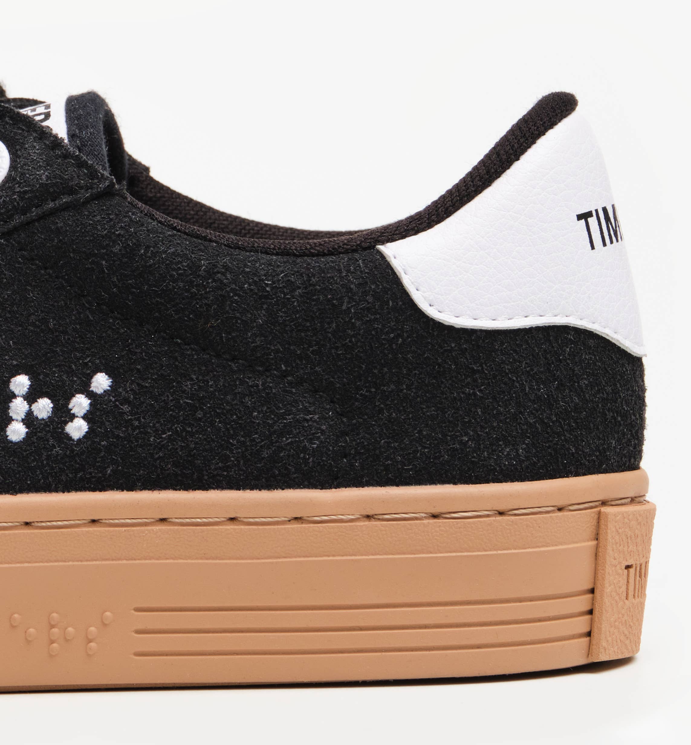 Timpers - Wholesale Lifestyle Sneakers - Unisex - Black Sneakers with Brown Sole | Vegan & Braille Detail6