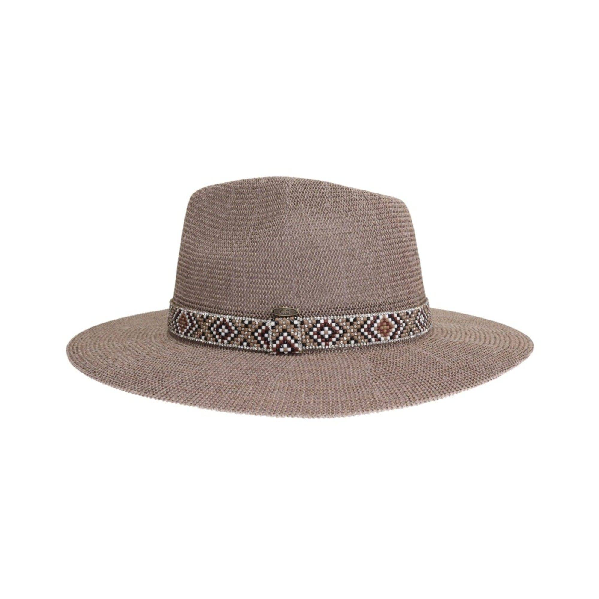 MiMi Wholesale - Wholesale Straw Hat - Women's - KPC0001 Winnie Aztec Beads Trim Band Panama Hat1