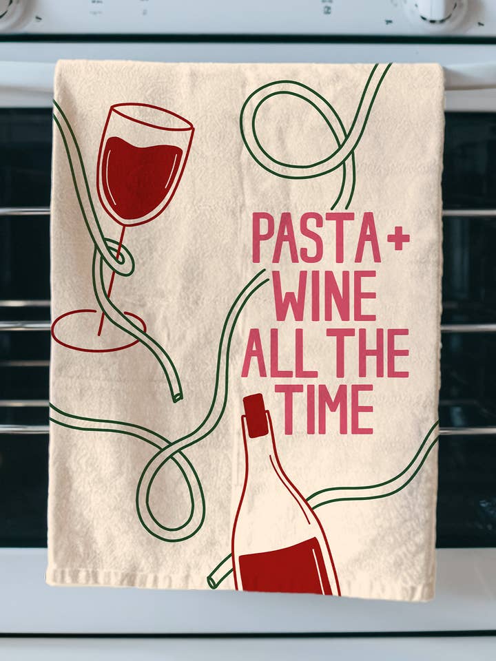 Pasta und Wein Geschirrtuch | Küchendekor | Italienisch für den Großhandel von Neesh Home
