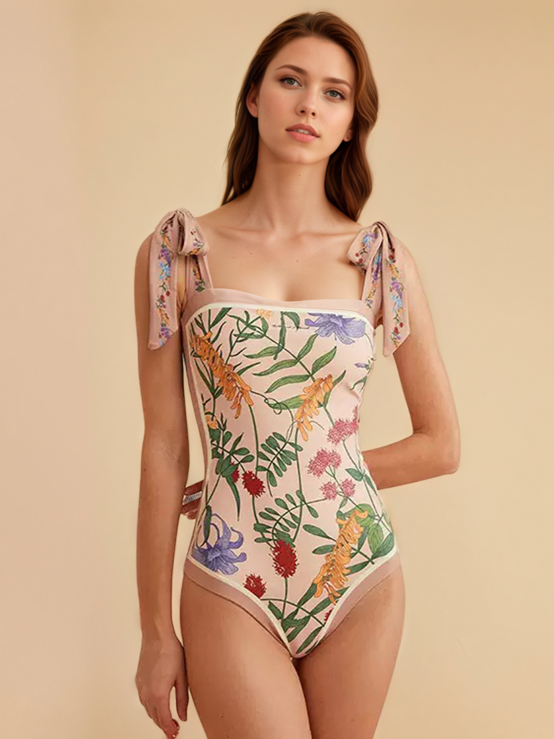 Ulivary - Wholesale Zwempak - Dames - ASHER FASHION Eendelig Badpak voor Dames, Buikcontrole, Omkeerbaar, Vintage Bloemenprint – "Garden Bloom"5