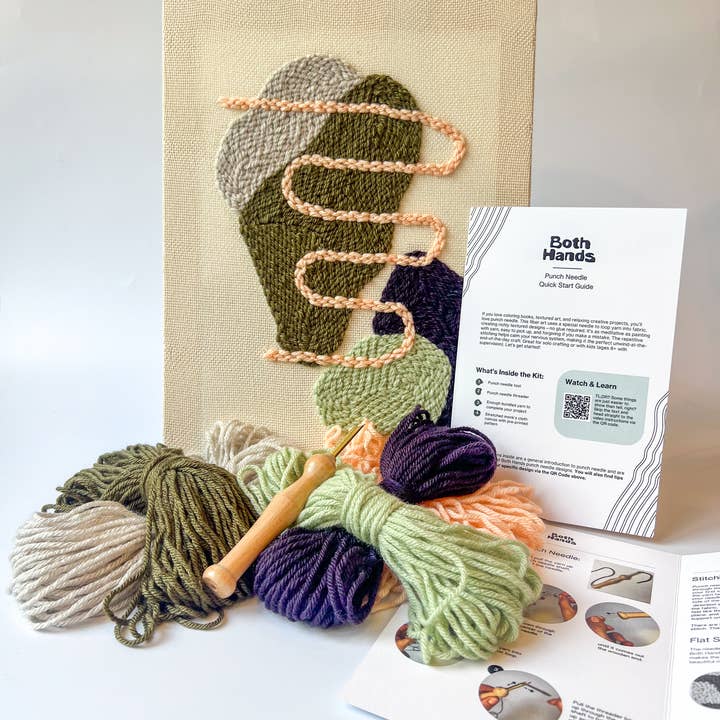 Both Hands Crafts - Wholesale DIY Craft Kit - "Pebbles I" - Punch Needle Kit - Abstract DIY Wall Art