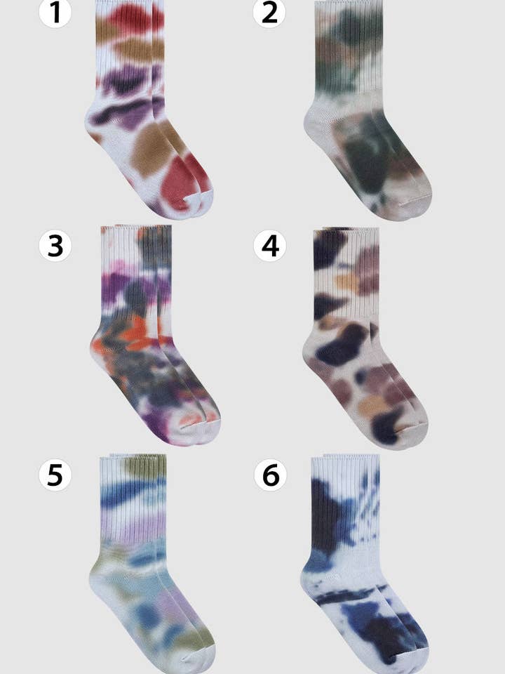 Calzini sportivi da donna a coste tie-dye Stile 4 per la vendita all'ingrosso da parte di 7DAYSSOCKS