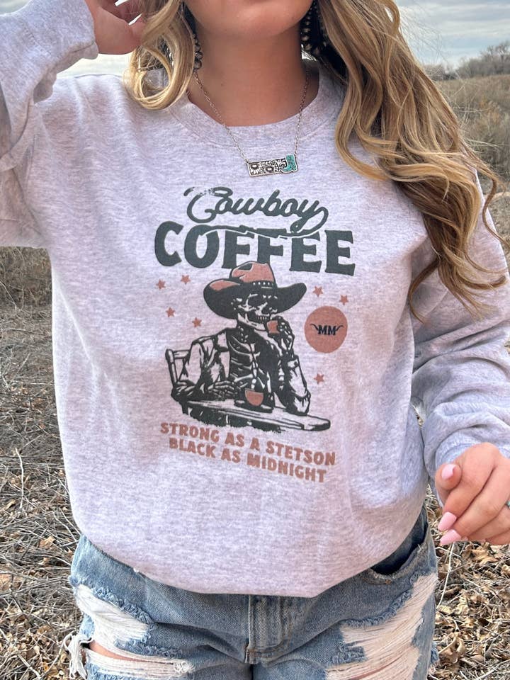 Cowboy Coffee Sweater for wholesale by Maggi Mae's