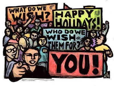 Ricardo Levins Morales Art Studio - Wholesale Season's Greetings Card - Holiday Card Pack - Set of 125