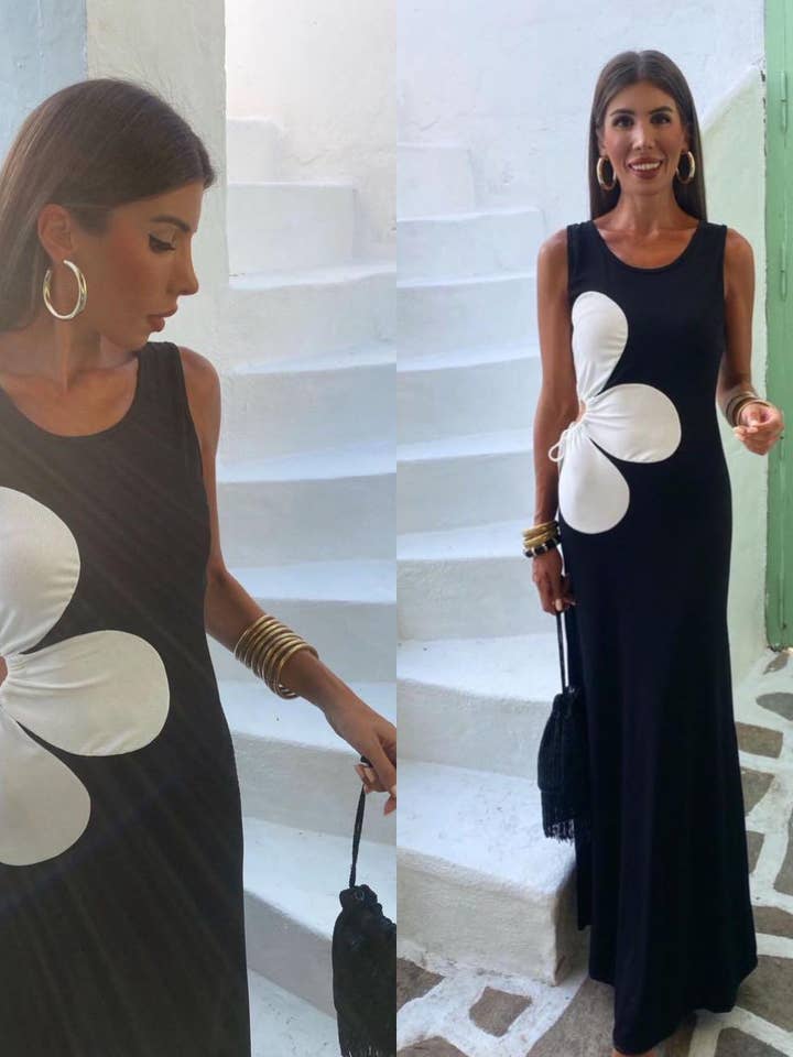 9666 Zweifarbiges langes Kleid für den Großhandel von LORIANE