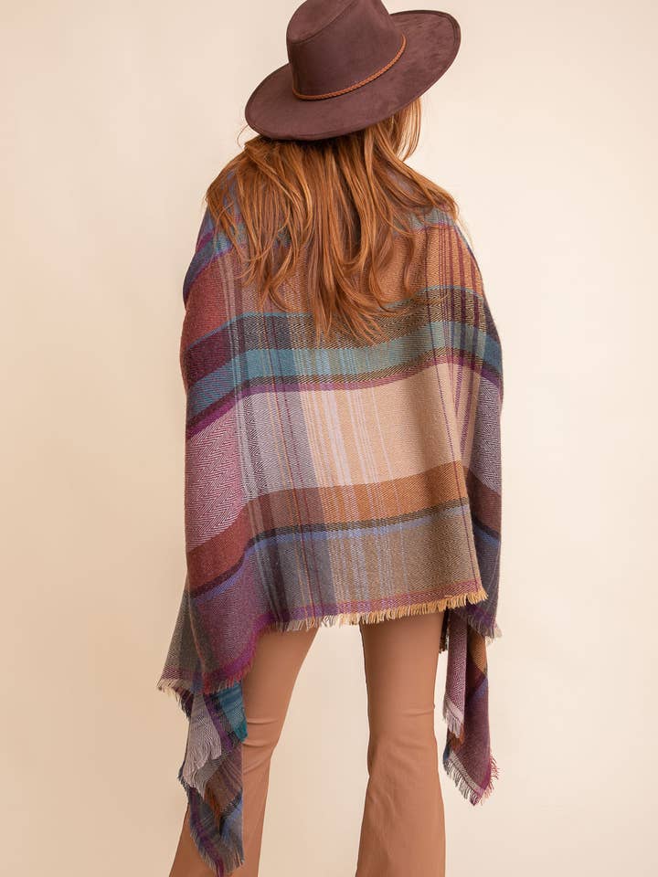 Leto Accessories - Wholesale Kimono - Women's - All Time Bestselling - Multicolor Plaid Pocket Ruana β€οΈ1