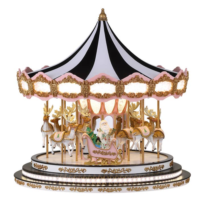 17 in. Regal Christmas Carousel - Black & Pink for wholesale by Mr. Christmas