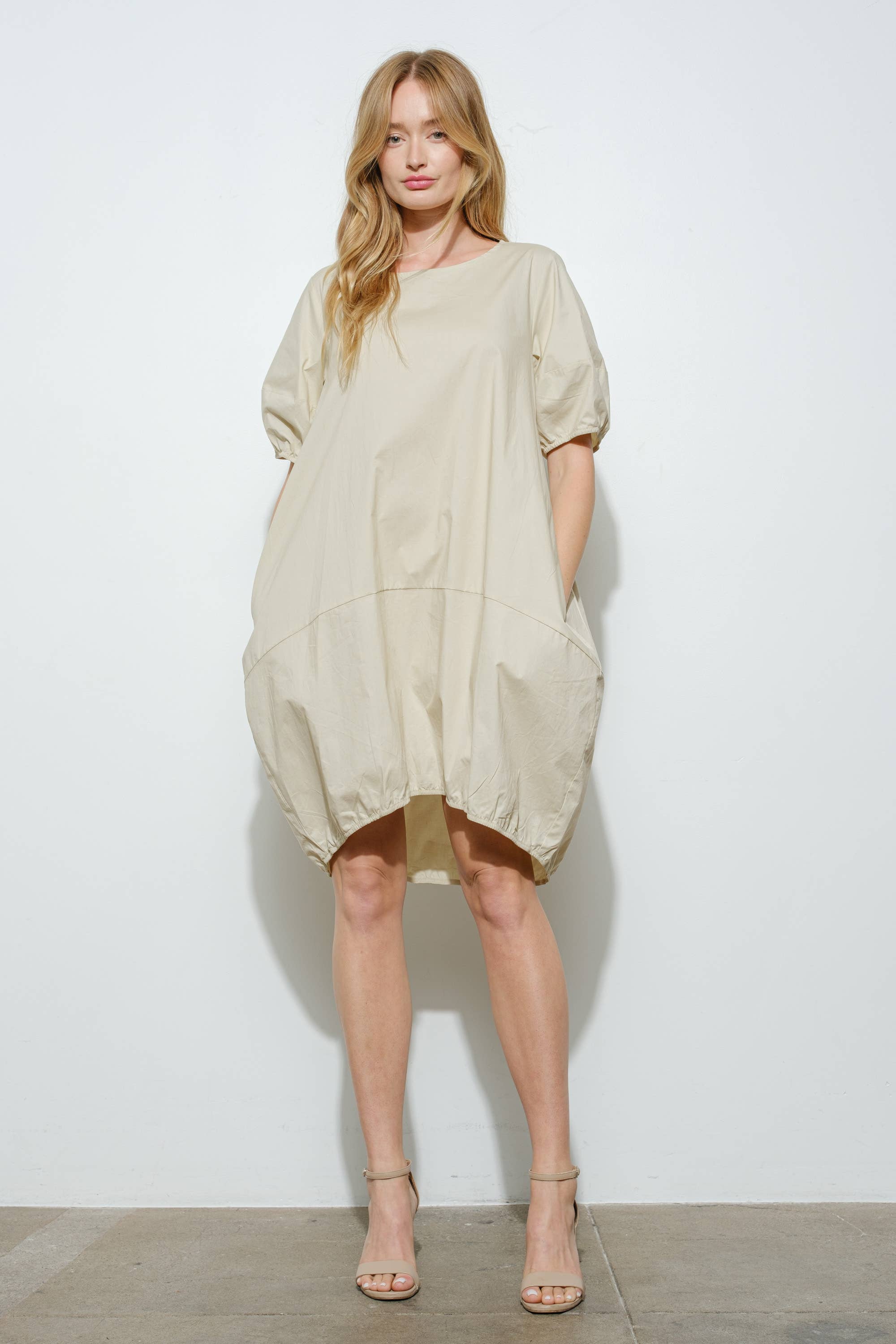 Bloidy - Vente Robe – femme - Robe mini bulle en popeline à manches courtes - D10482SS16