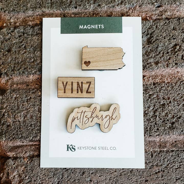 Heart in PGH Pack of 3: Heart in PGH, YINZ, PGH Script for wholesale by Keystone Steel Co.