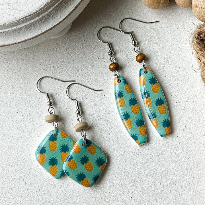 Polymer Clay Earrings - Beach/Coastal - Pineapples for wholesale by KIMCo.