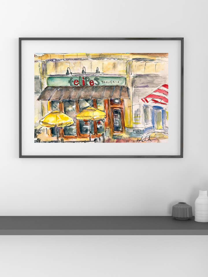 Felipe’s Taqueria Watercolor Art Print – Harvard Square for wholesale by KEC Paints