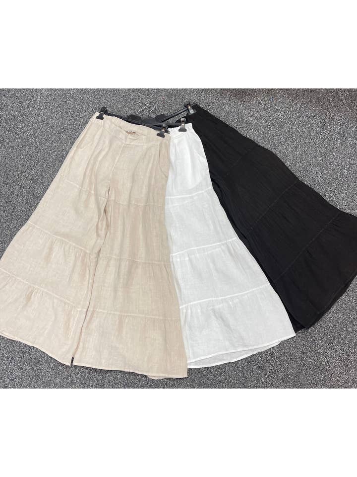 Dance in Paris - Wholesale Pants - Women's - Italian Linen Pants with Pockets, Tiers for Style2