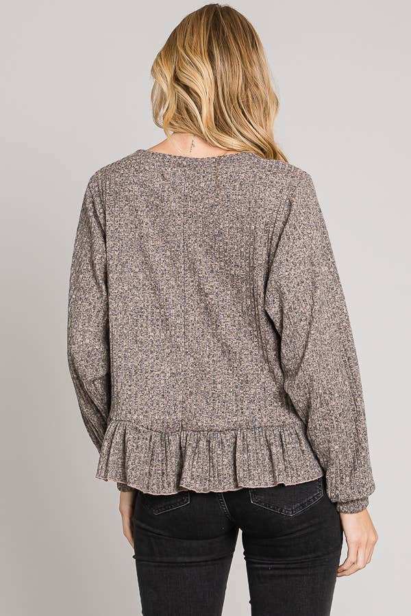 Cerule - Vendita all'ingrosso Top in maglia - Donna - Top a maniche lunghe con orlo increspato11