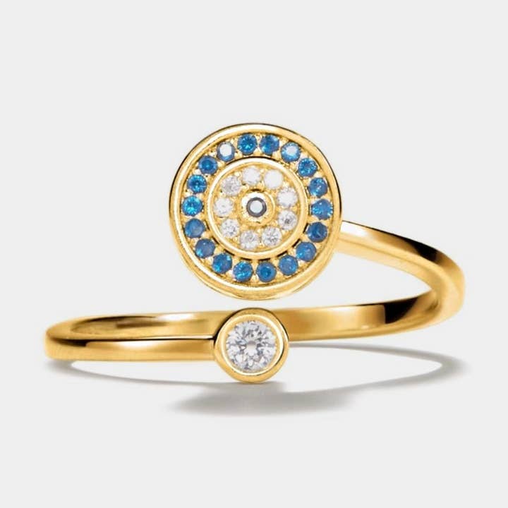 Perimade & Co. LLC - Wholesale Multi-Stone Ring - Evil Eye Anxiety Fidget Spinner Ring in 925 Sterling Silver0