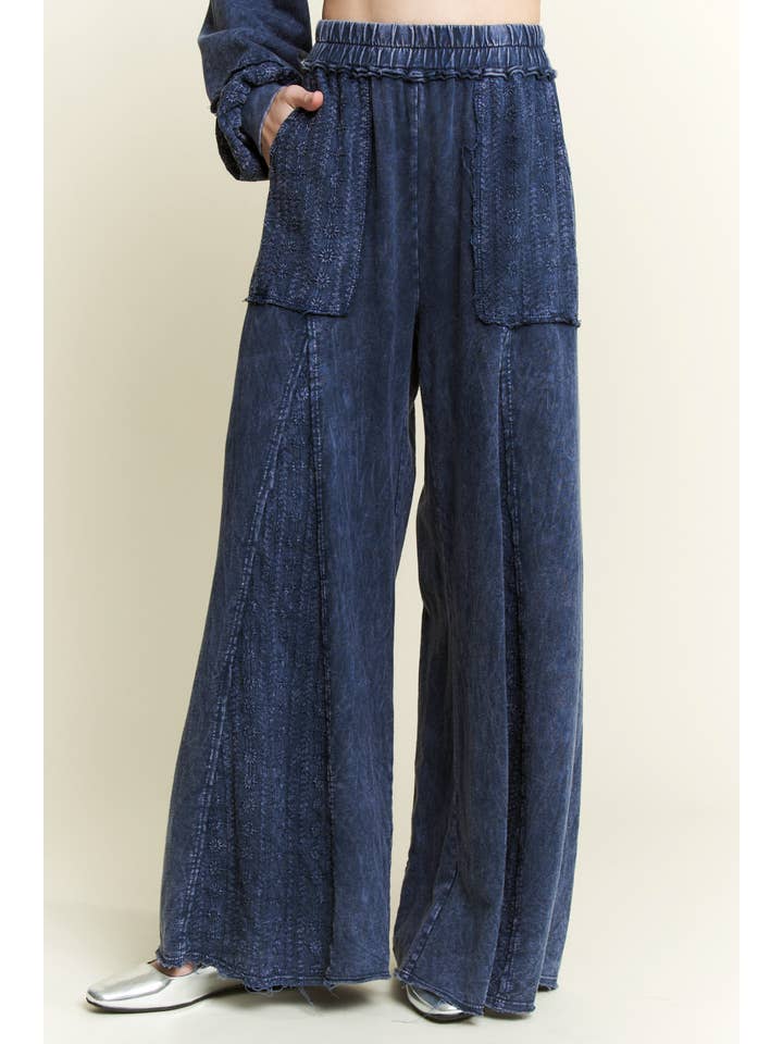 J.Her - Wholesale Pants - Women's - MineralWash Eyelet Flare pants HP5861.
