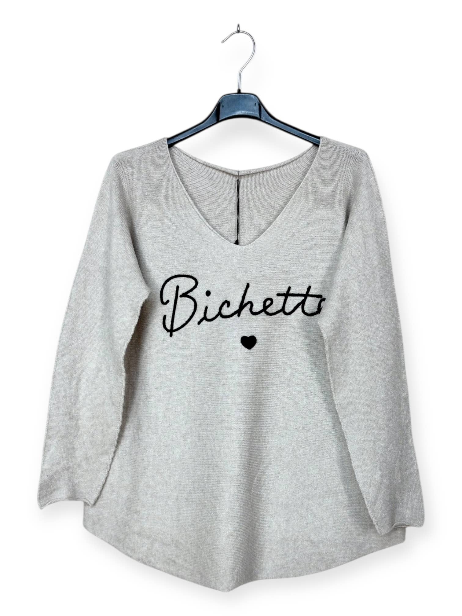 Lucky Nana - Wholesale Knit Sweater - Women's - AH 3167 - V-Neck Sweater with Bichette Flocking4