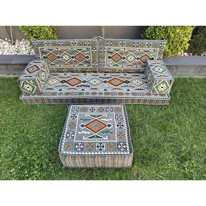 The Loom Wholesale - Wholesale Ottoman - Handmade Floor Seating - Kilim Patterned Ottoman Floor Sofa9