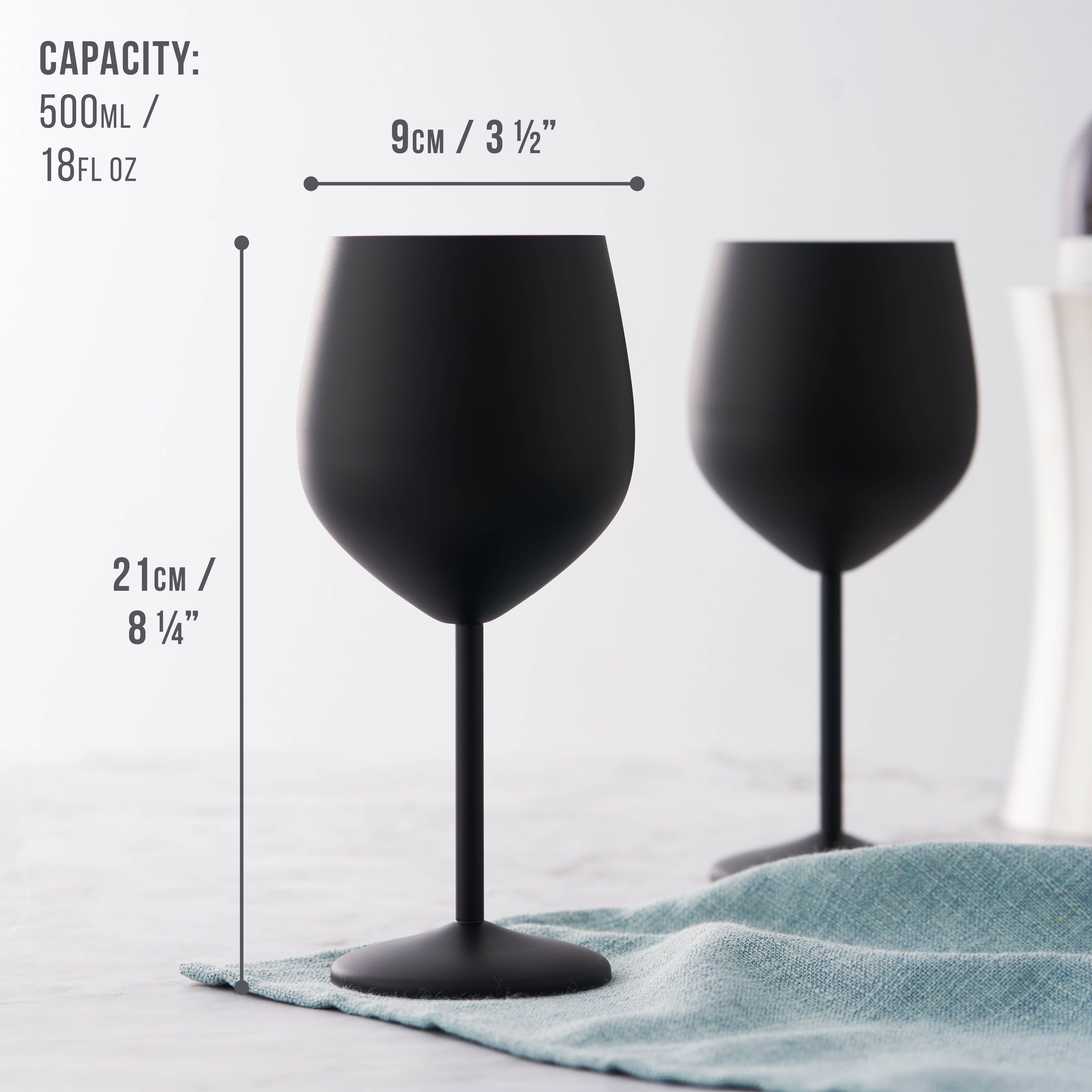 Oak & Steel – wholesale Wine glass – 4 Matte Black Wine Glasses4