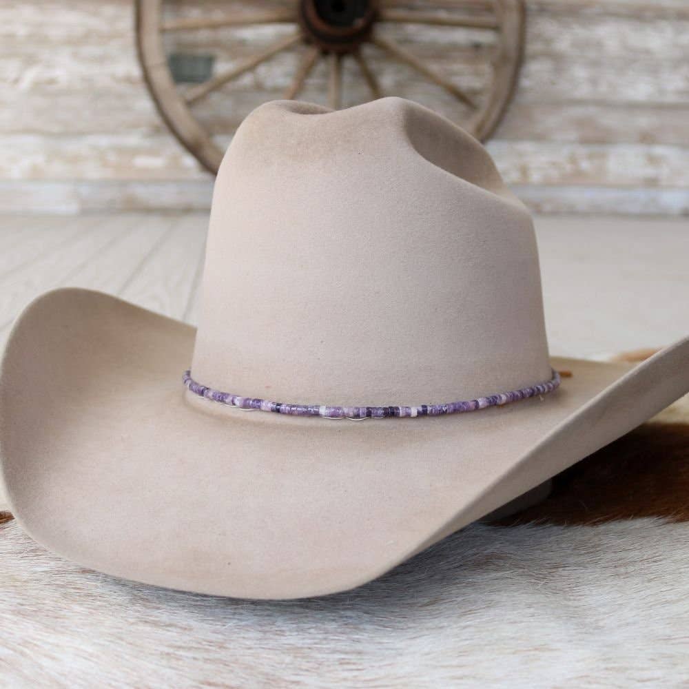 Willow Lane Hat Co. - Vente Accessoire pour chapeau – femme - Bandeau de chapeau en pierre lilas violette4