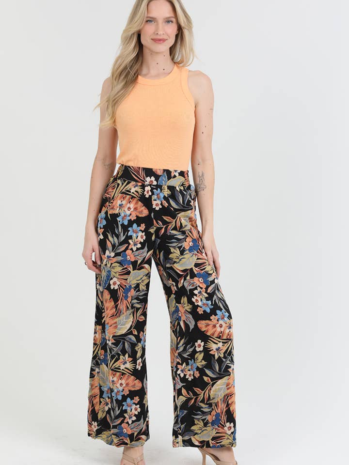 25T16-A878 PRINTED WIDE LEG PANTS for wholesale by ANGIE