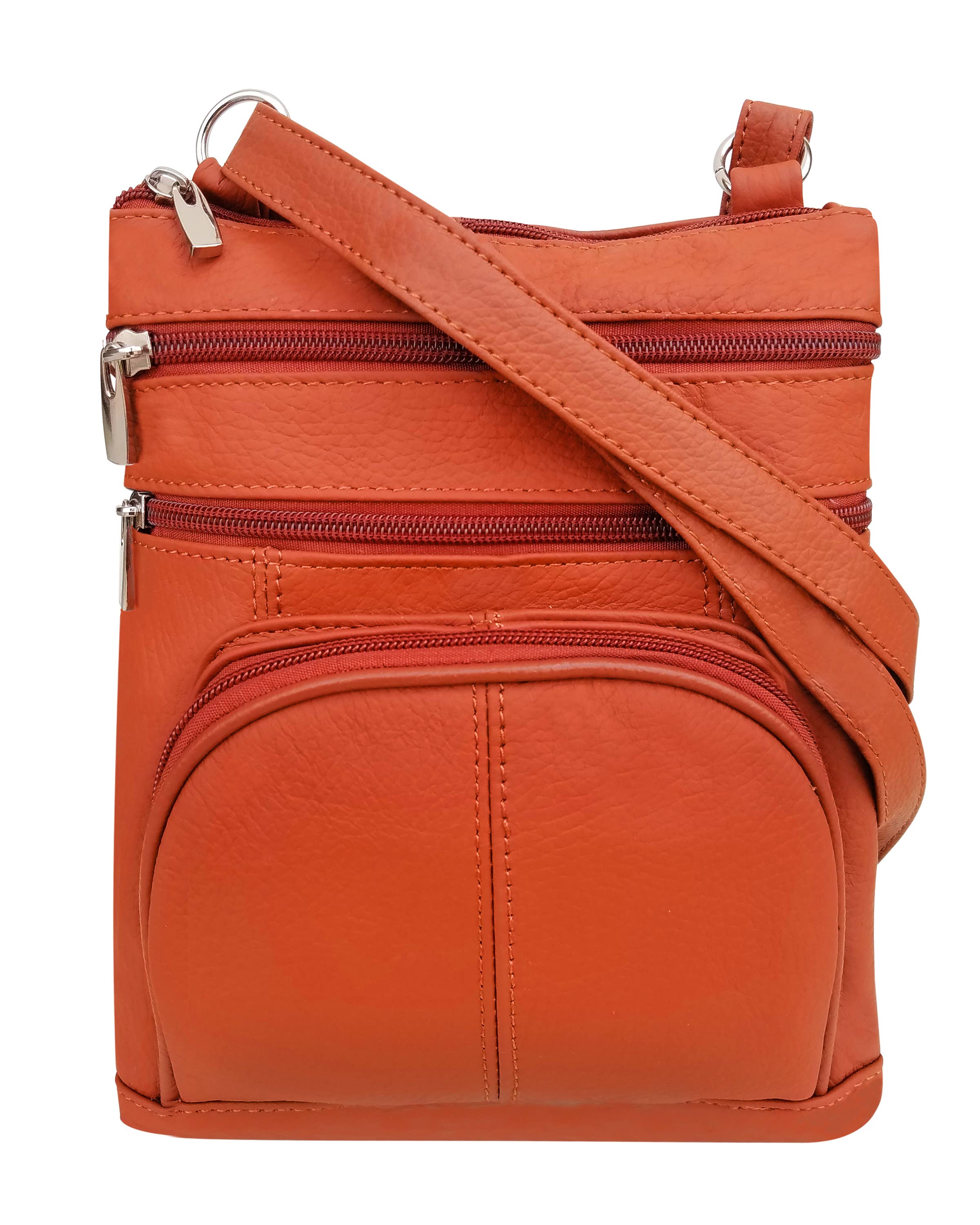 Roma Leathers, Inc. - Wholesale Crossbody Bag - Women's - RM004L Cowhide leather Crossbody with phone pocket back side10